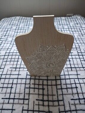 HEAVY Marshalls Neutral Carved Mandala Decorative Accent Necklace Holder Plaque